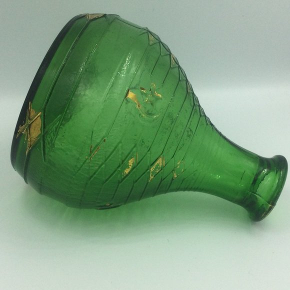 Vintage Italian Bottle Green Glass Mastercraft Moon Stars Gold - Picture 10 of 10